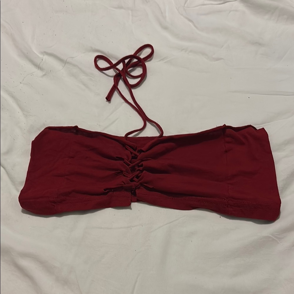 Red Lace-Up Tube Top